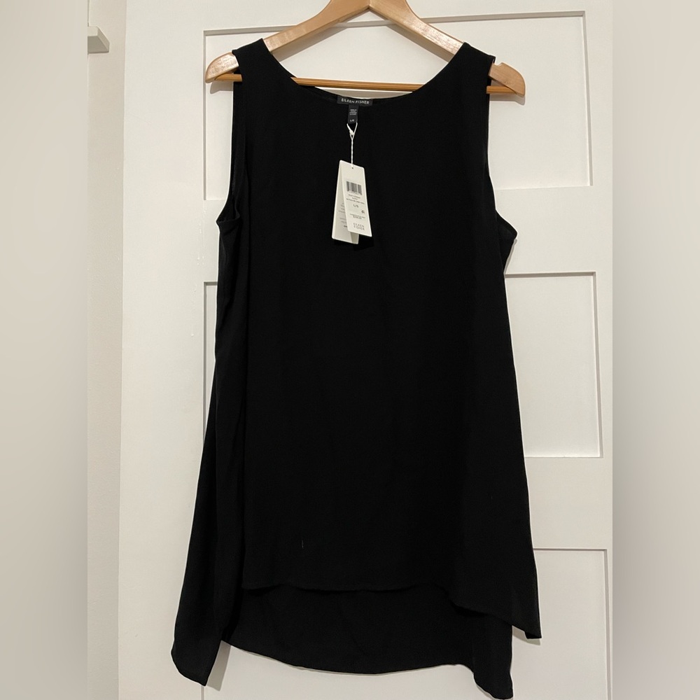 Eileen Fisher Silk Tank Tunic Size L Black